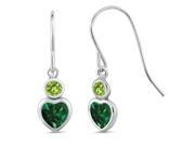 1.10 Ct Heart Shape Green Simulated Emerald Green Peridot 925 Silver Earrings