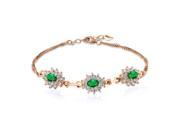 1.95 Ct Oval Green Simulated Emerald 18K Rose Gold Plated Silver Bracelet
