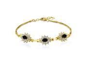 1.92 Ct Oval Black Onyx 18K Yellow Gold Plated Silver Bracelet