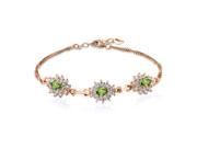 2.25 Ct Oval Green Peridot 18K Rose Gold Plated Silver Bracelet