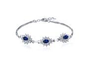 2.79 Ct Oval Blue Simulated Sapphire 925 Sterling Silver Bracelet