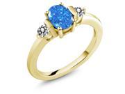 0.96 Ct Blue 925 Yellow Gold Plated Silver Ring Made With Swarovski Zirconia