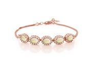3.59 Ct Oval Cabochon White Ethiopian Opal 18K Rose Gold Plated Silver Bracelet