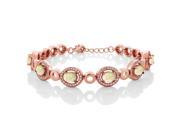 4.98 Ct Oval Cabochon White Ethiopian Opal 18K Rose Gold Plated Silver Bracelet