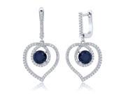 4.40 Ct Round Blue Sapphire 925 Sterling Silver Earrings