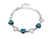 Beautiful Bermuda Blue Heart Shape Bracelet Created With Swarovski Crystals