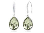13.00 Ct Green Amethyst 16x12mm Pear Shape 925 Silver Dangle Earrings 13.00 Ct Green Amethyst 16x12mm Pear Shape 925 Silver Dangle Earrings