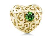 0.26 Ct Round Green Sapphire 18K Yellow Gold Plated Silver Bracelet Bead Charm