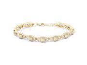 7.12Ct Oval Cabochon White Ethiopian Opal 18K Yellow Gold Plated Silver Bracelet