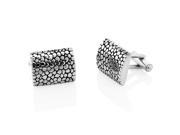 Silver and Black Contoured Stainless Steel Men s Cufflinks 20X12MM