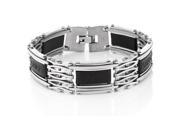 8 Inch Stainless Steel Contrast Biker Chain Bracelet With Push Clasp