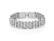 8 Inch Stainless Steel Biker Chain Bracelet With Fold Over Clasp