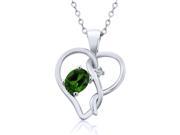 0.46 Ct Oval Green Chrome Diopside White Topaz 925 Sterling Silver Pendant