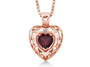 0.74 Ct Red Rhodolite Garnet White Diamond 18K Rose Gold Plated Silver Pendant 0.74 Ct Red Rhodolite Garnet White Diamond 18K Rose Gold Plated Silver Pendant
