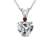 14K White Gold Heart Pendant set with 2.04 Ct White Topaz and Red Garnet 14K White Gold Heart Pendant set with 2.04 Ct White Topaz and Red Garnet