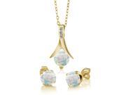 0.95 Ct Simulated Opal White Diamond 18K Yellow Gold Plated Silver Jewelry Set 0.95 Ct Simulated Opal White Diamond 18K Yellow Gold Plated Silver Jewelry Set