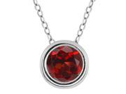 1/2 Ct Round Cut 14K White Gold Red Garnet Pendant with 18 1/2 Ct Round Cut 14K White Gold Red Garnet Pendant with 18