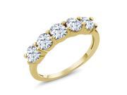 1.65 Ct Round White Topaz 14K Yellow Gold 5-Stone Band 1.65 Ct Round White Topaz 14K Yellow Gold 5-Stone Band
