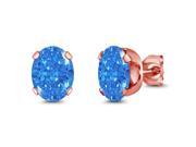 925 Rose Gold Plated Silver Earring Made with Fancy Blue Swarovski Zirconia 925 Rose Gold Plated Silver Earring Made with Fancy Blue Swarovski Zirconia