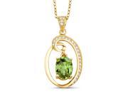 1.63 Ct Oval Dangling Green Peridot 18K Yellow Gold Plated Silver Pendant 1.63 Ct Oval Dangling Green Peridot 18K Yellow Gold Plated Silver Pendant