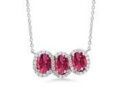 2.55 Ct Oval Pink Tourmaline 925 Sterling Silver Necklace