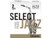 D’addario Select Jazz Alto Saxophone Reeds 10 Pack Filed 2 Soft Strength