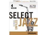 D Addario Select Jazz Unfiled Eb Alto Saxophone Reeds 10 Ct. 4 Medium Strength