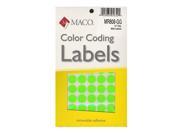 Maco Color Coding Labels 1 2 in. round green glow 800