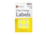 Maco Color Coding Labels 1 1 4 in. round yellow glow 400
