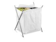 Chrome 3 Compartment Folding Hamper with Cover Chrome