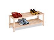 Honey Can Do 2 Tier Unfinished Natural Wood Shoe Rack SHO 02151