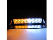8 LED Emergency Vehicle Dash Warning Strobe Flash Light Yellow Amber White