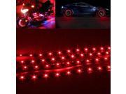 Zone Tech 4pcs 30cm 15 LED Car Bike Truck Flexible Waterproof Lights Strips Red
