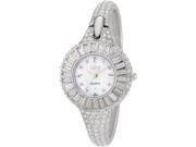 Burgi Women s BU40SS Round Diamond Crystal Silver tone Bangle Quartz Watch