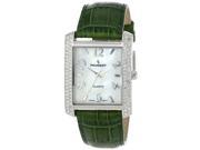 Peugeot Women s 325GR Silver Tone Swarovski Crystal Accented Green Leather Strap Watch