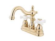 Kingston Brass KB1602PX Heritage 4 Inch Centerset Lavatory Faucet with Porcelain Cross Handle Polished Brass Not CA VT