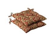 Pillow Perfect Indoor Outdoor Red Tan Damask Tufted Seat Cushion 2 Pack