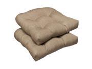 Pillow Perfect Indoor Outdoor Tan Textured Solid Sunbrella Wicker Seat Cushions 2 Pack