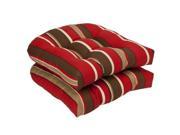 Pillow Perfect Indoor Outdoor Red Brown Striped Wicker Seat Cushions 19 Inch Length 2 Pack