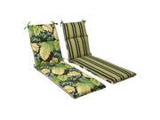 Pillow Perfect Indoor Outdoor Green Brown Tropical Striped Reversible Chaise Lounge Cushion