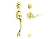 Schlage F93PLY505ACC605RH Plymouth Inactive Handleset with Accent Right handed Lever Bright Brass