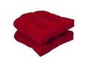 Pillow Perfect Indoor Outdoor Red Solid Wicker Seat Cushions 2 Pack