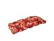 Pillow Perfect Indoor Outdoor Red Brown Floral Wicker Loveseat Cushion