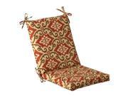 Pillow Perfect Indoor Outdoor Red Tan Damask Chair Cushion Squared