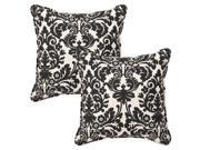 Pillow Perfect Decorative Black Beige Damask Toss Pillows Square 2 Pack