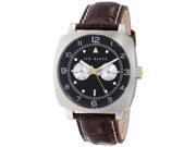Ted Baker Men s TE1106 Sport Multi Function Stainless Steel and Black Leather Watch