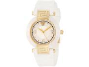 Versace Women s 92QCP11D497 S001 Reve IP Yellow Gold White Ceramic Rubber Watch