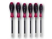 Wiha 37290 Long Flexible Shaft Nut Driver Set with SoftFinish Handles Inch 6 Piece