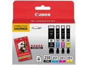 Canon 6497B004M PGI 250 CLI 251 CMY Ink Cartridge Combo Pack
