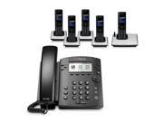 Polycom VVX 310 2200 46161 025 w 4 Wireless Handsets 6 line Entry Level Business Media Phone with Gigabit Ethernet